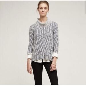 Anthropologie Moth Pullover Sweater Galena Alpaca Cowl Neck Geometric Size Small